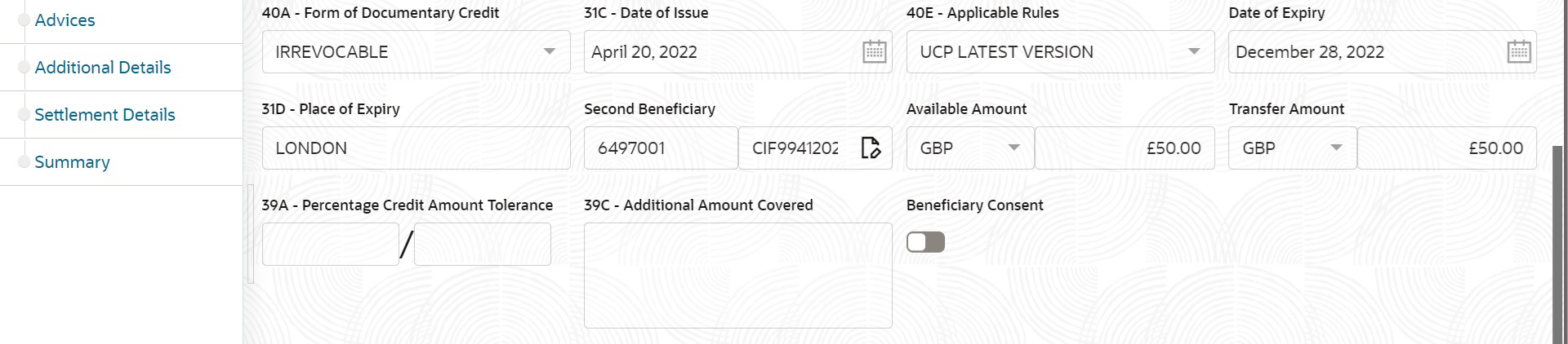 Description of detransferlcdetails.png follows