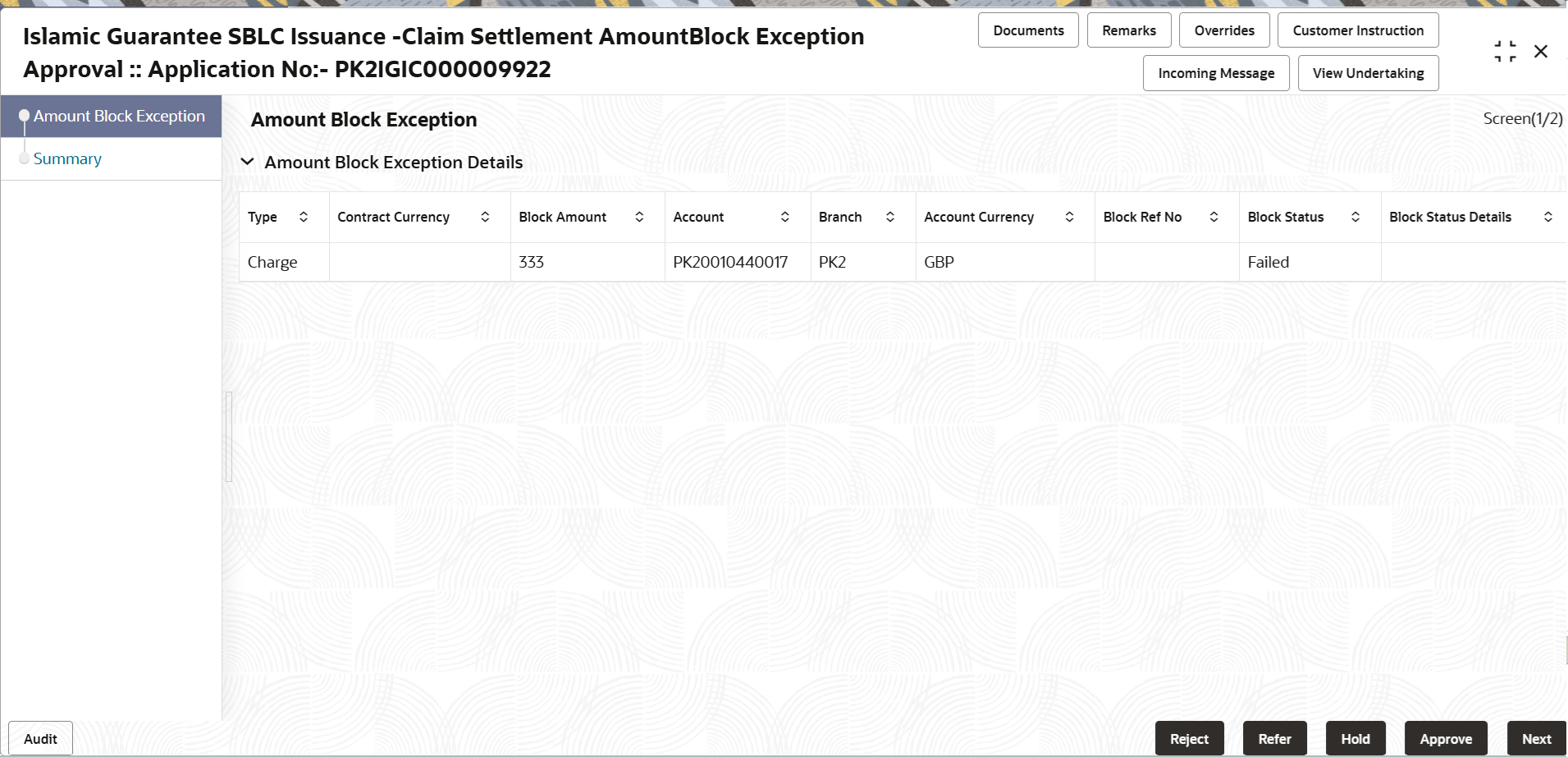 Description of amoutblockexception.png follows