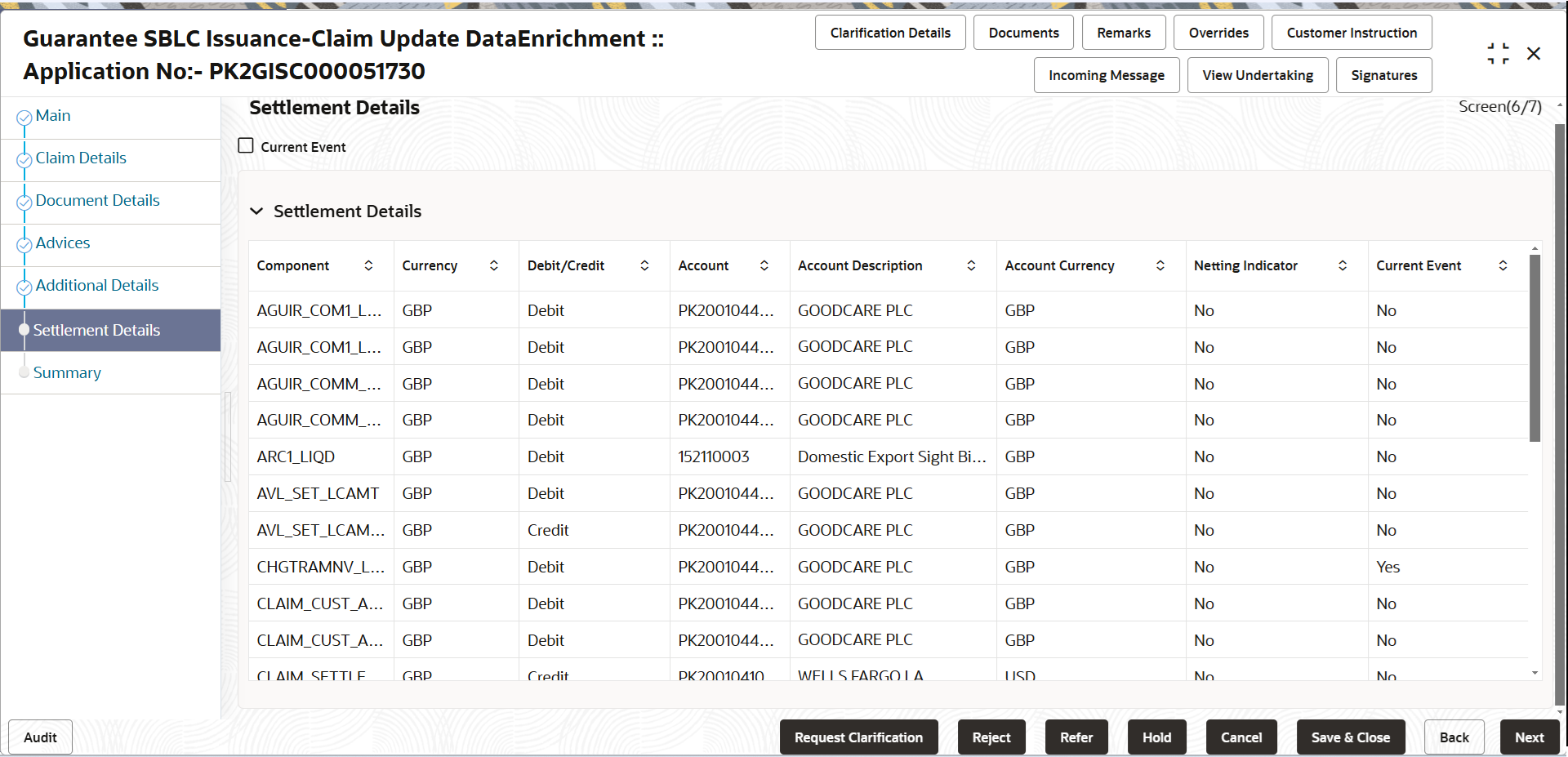 Description of desettlementdetails.png follows