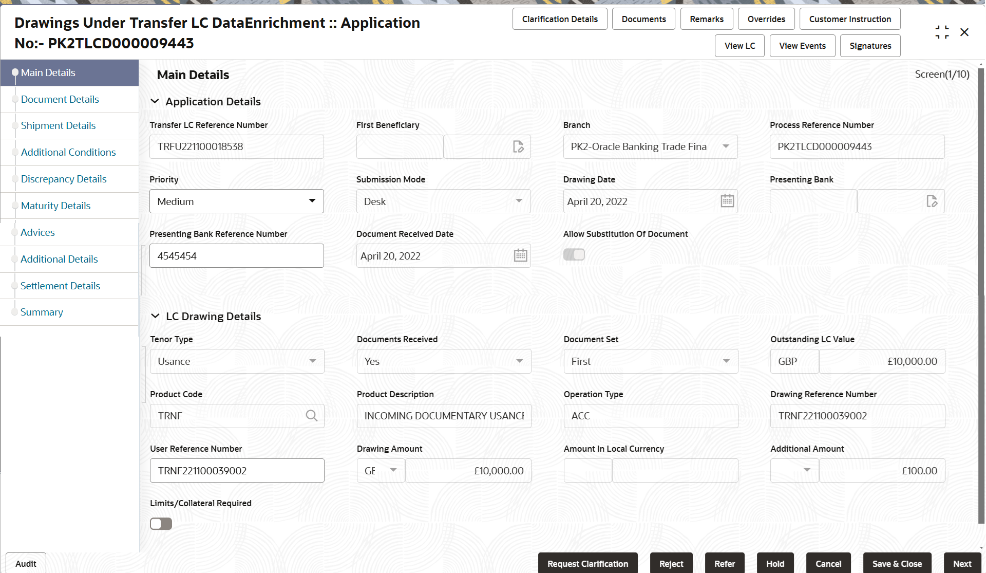 Description of demainapplicationdetails.png follows