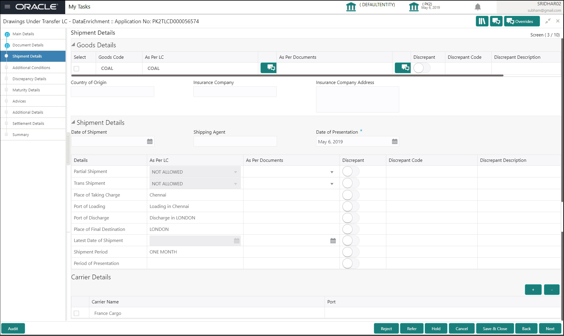 Description of deshipmentdetails.png follows