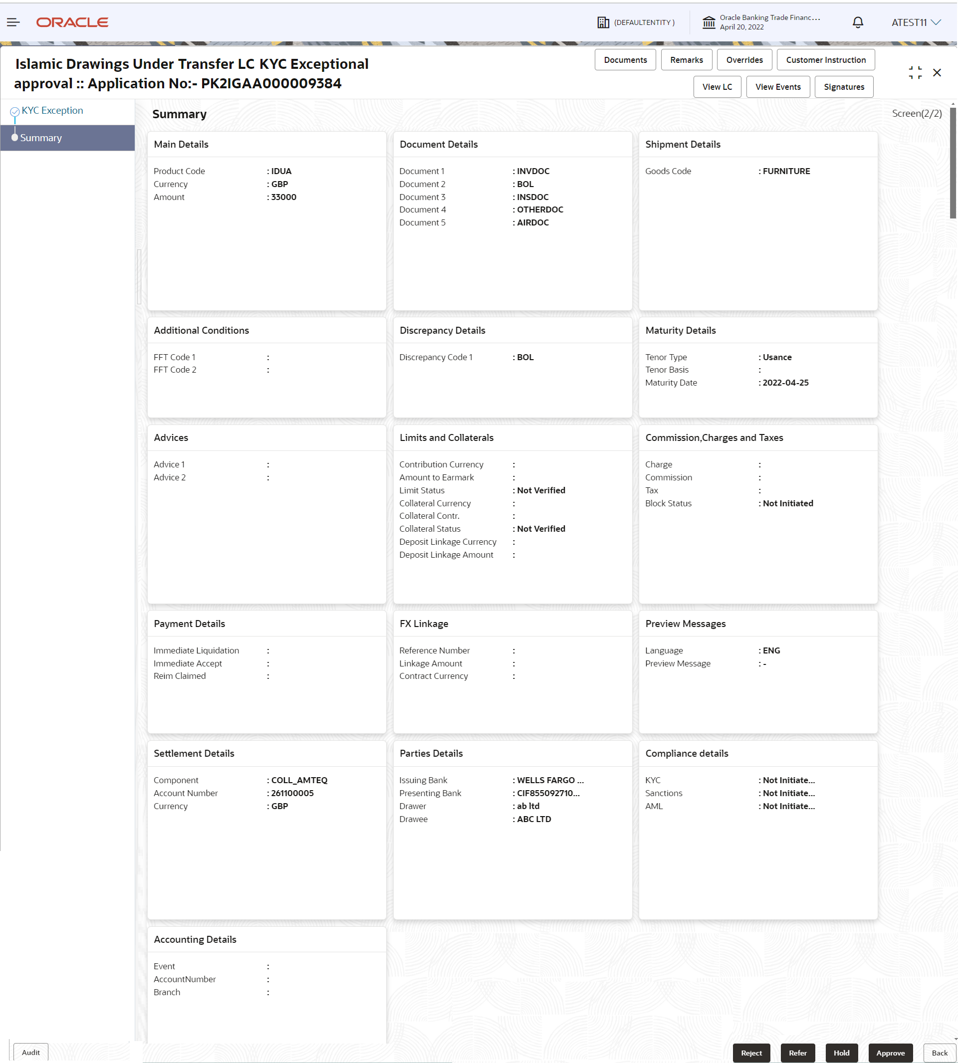 Description of kycexceptionsummary.png follows