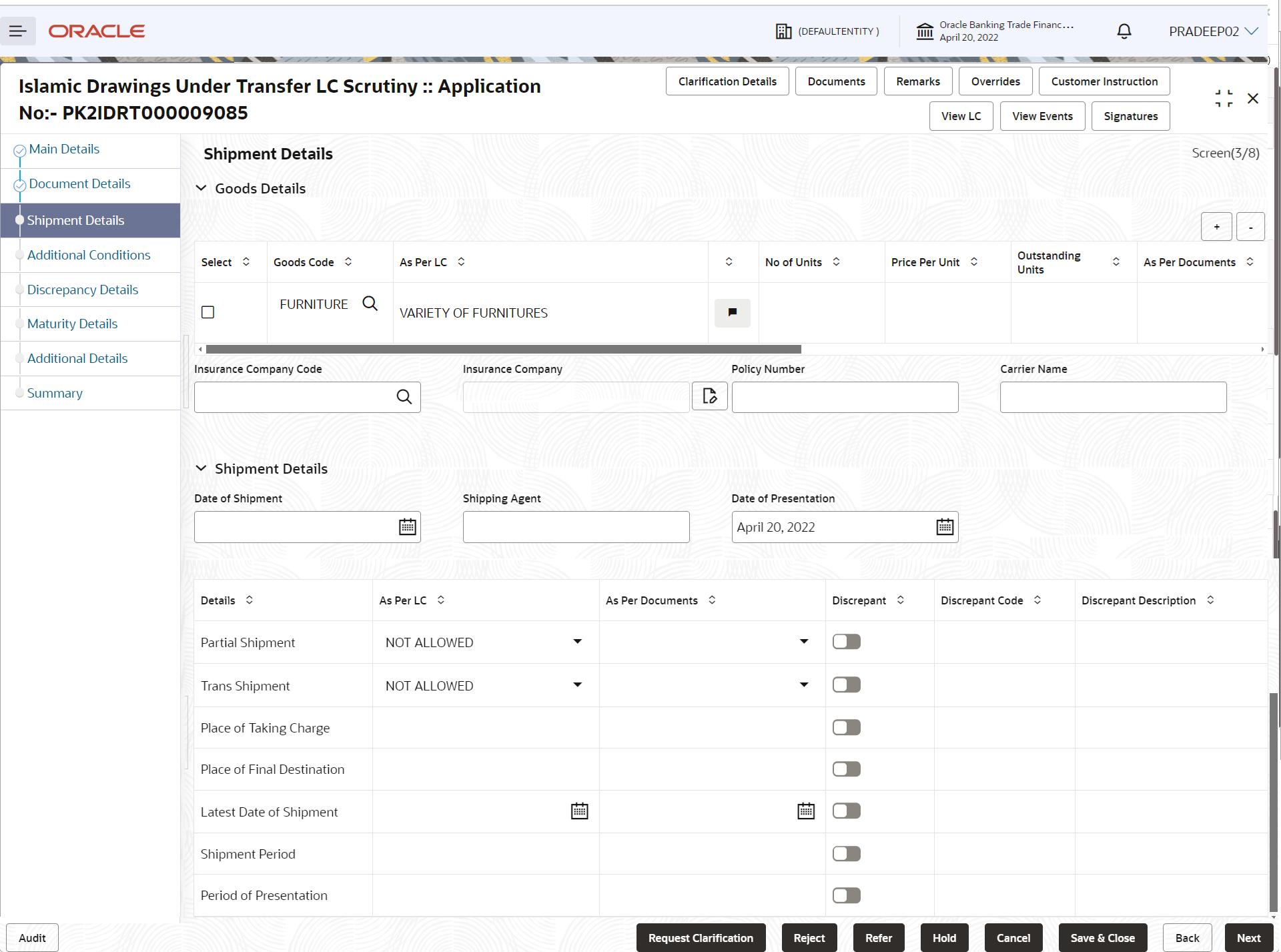 Description of scrutinyshipmentdetails.png follows
