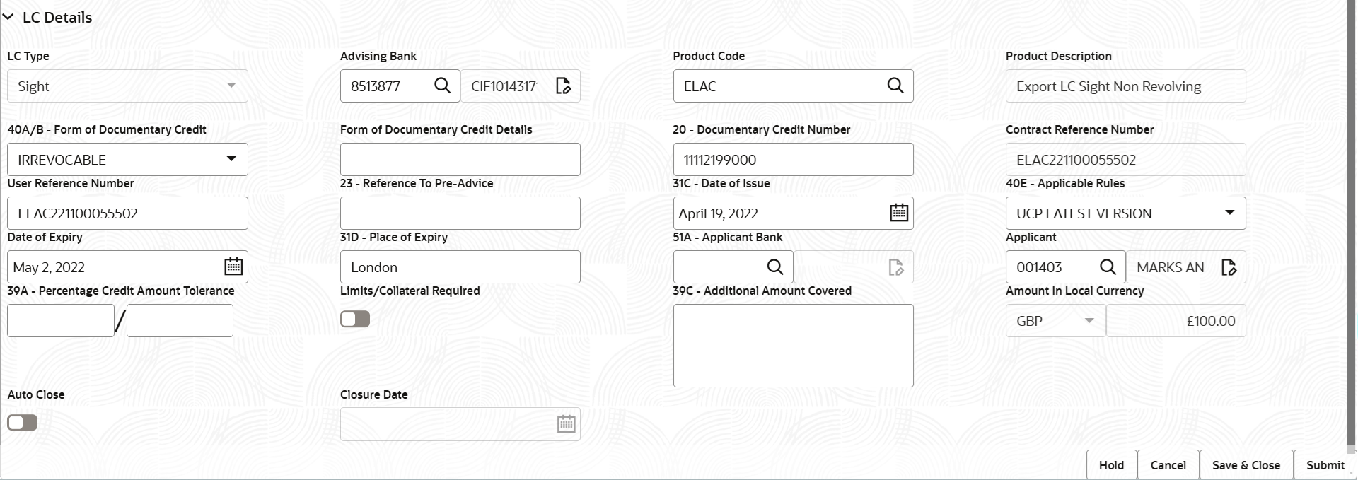Description of registrationlcdetails.png follows