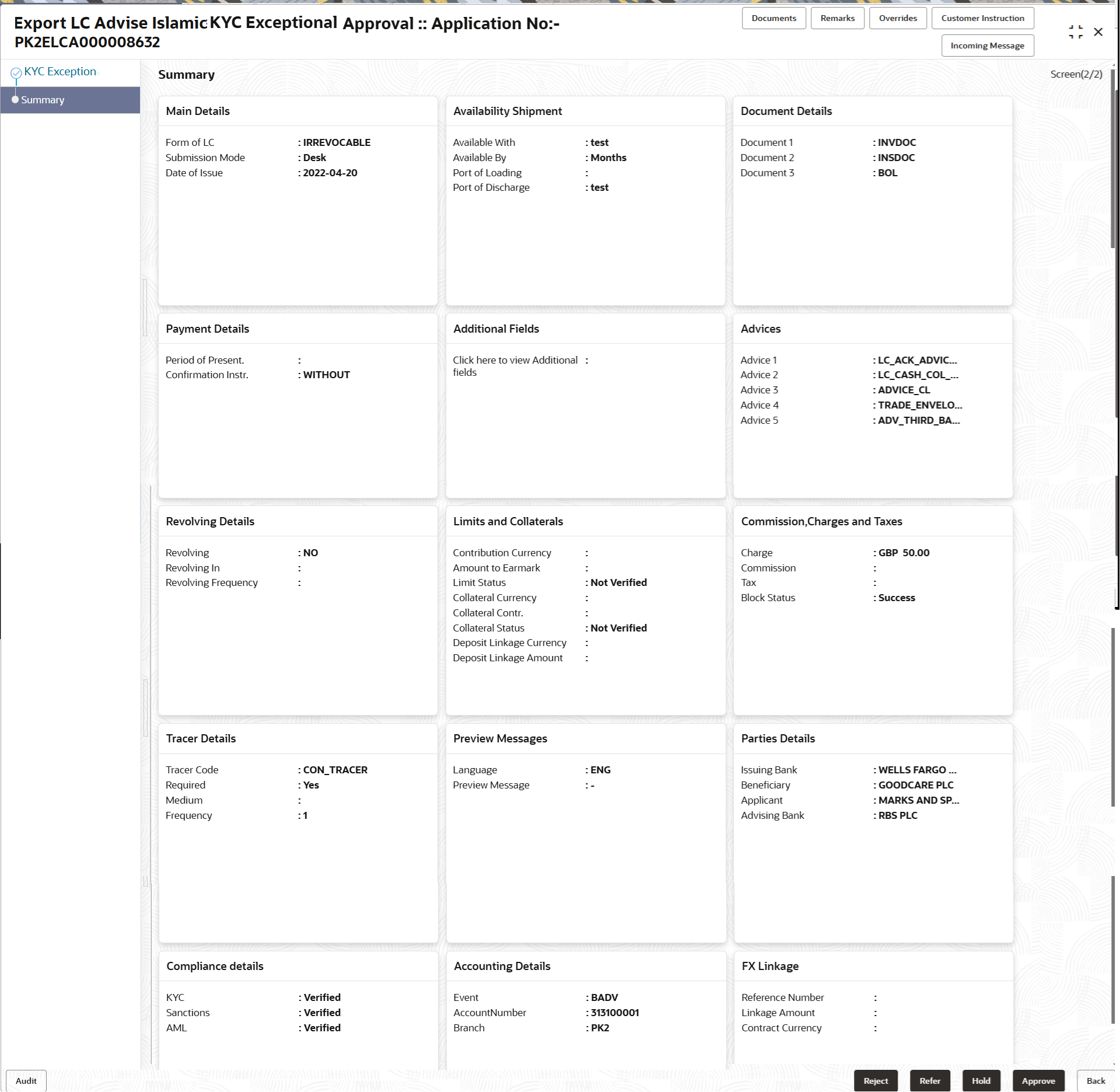 Description of kycexceptionsummary.png follows