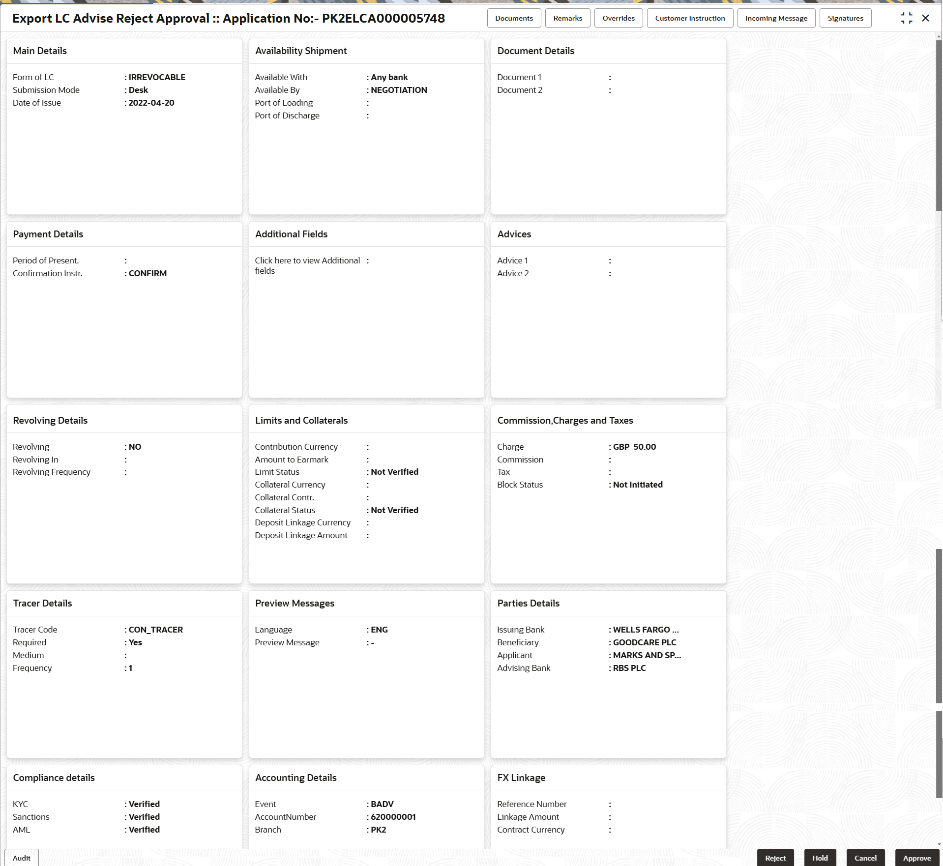 Description of rejectapprovalsummary.png follows