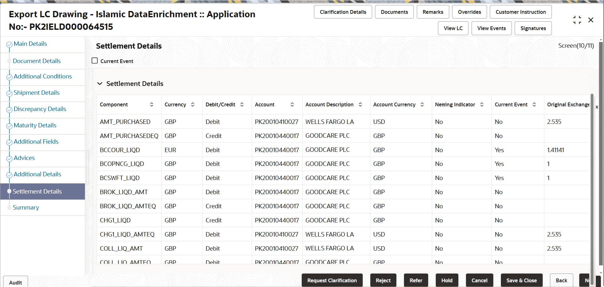 Description of desettlementdetails.png follows