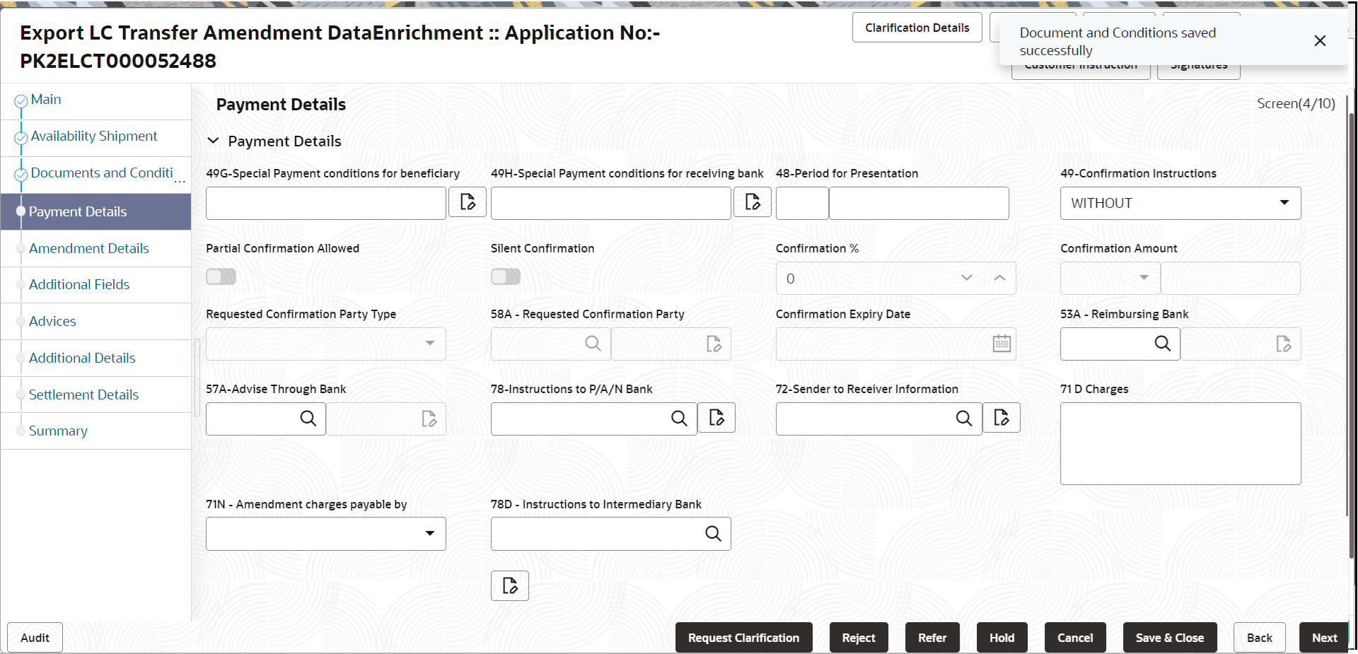 Description of depaymentdetails.png follows