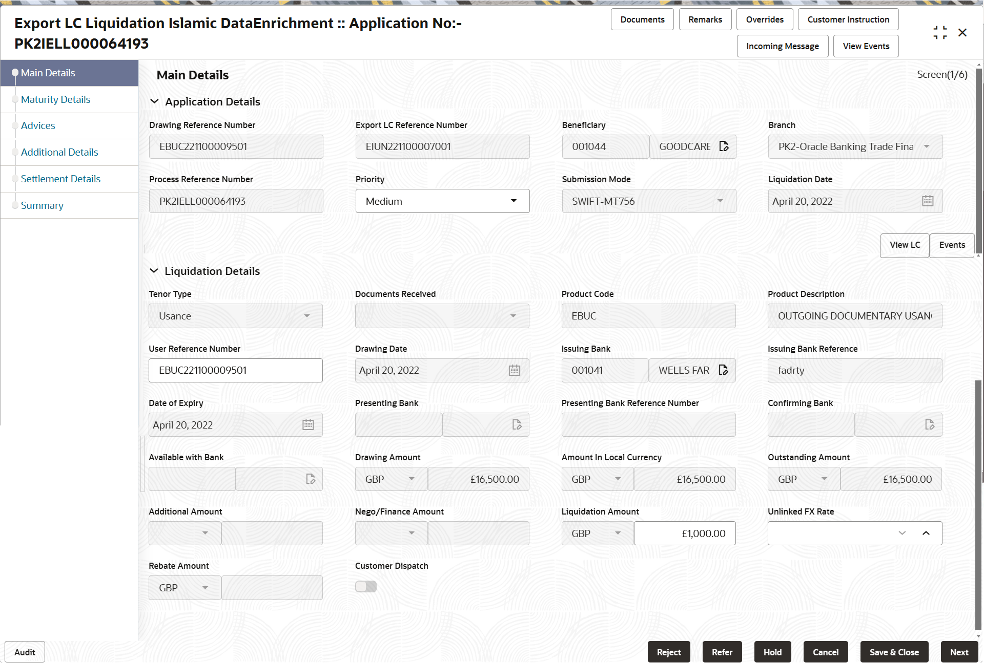 Description of demainapplicationdetails.png follows