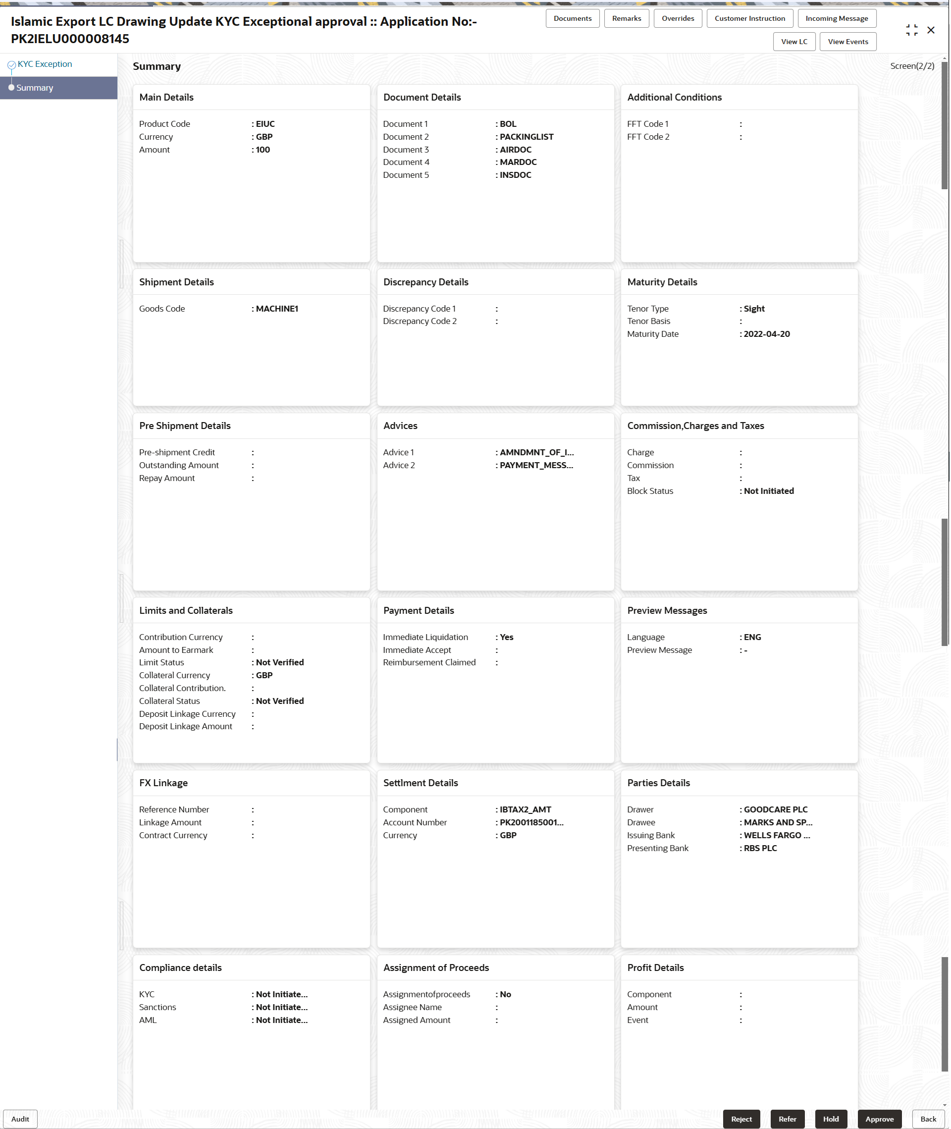 Description of kycexceptionsummary.png follows