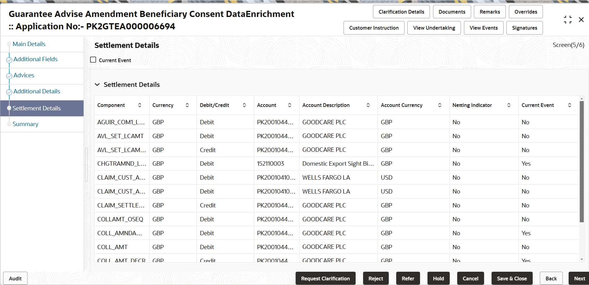 Description of desettlementdetails.png follows