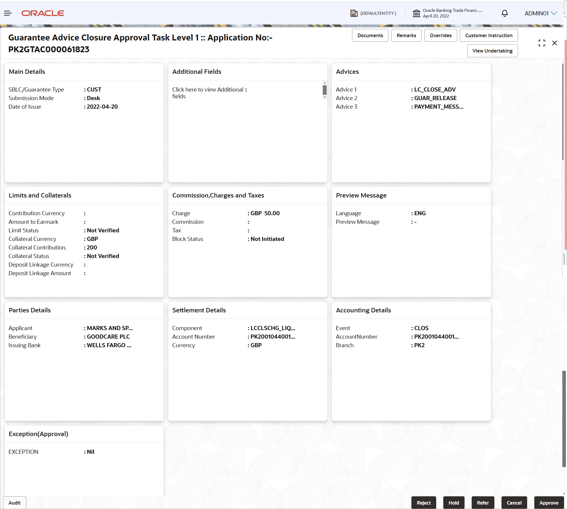 Description of approvalsummary.png follows