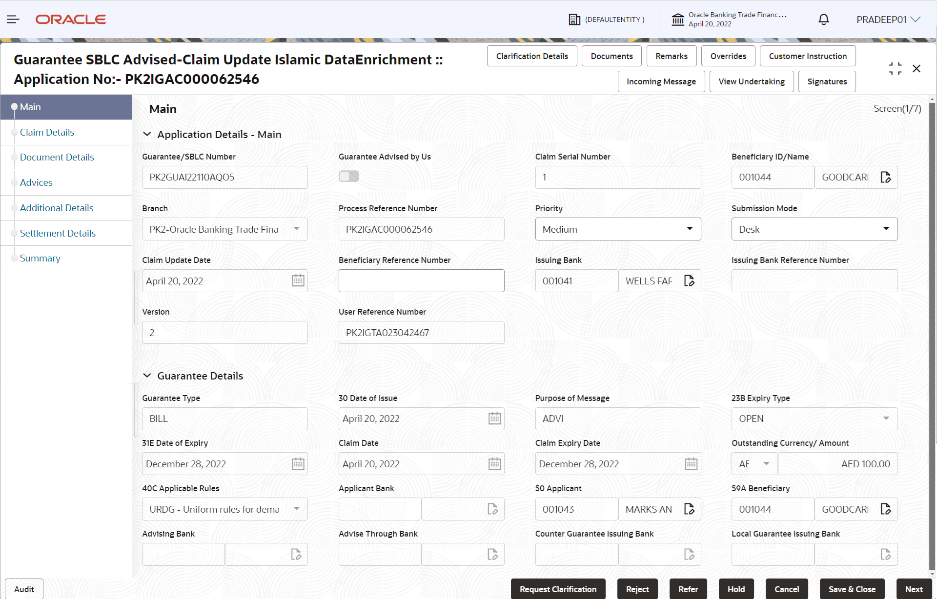 Description of demainapplicationdetails.png follows