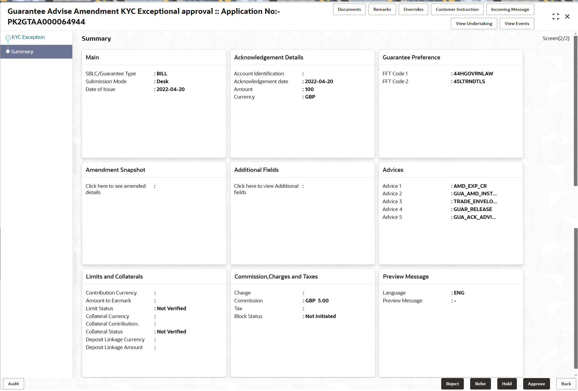 Description of kycexceptionsummary.png follows