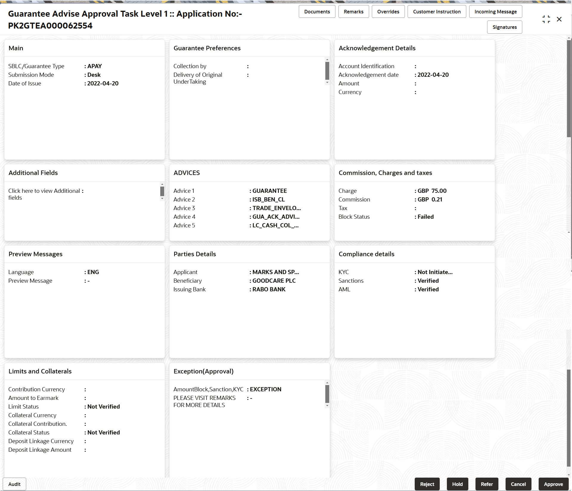 Description of approvalsummary.png follows