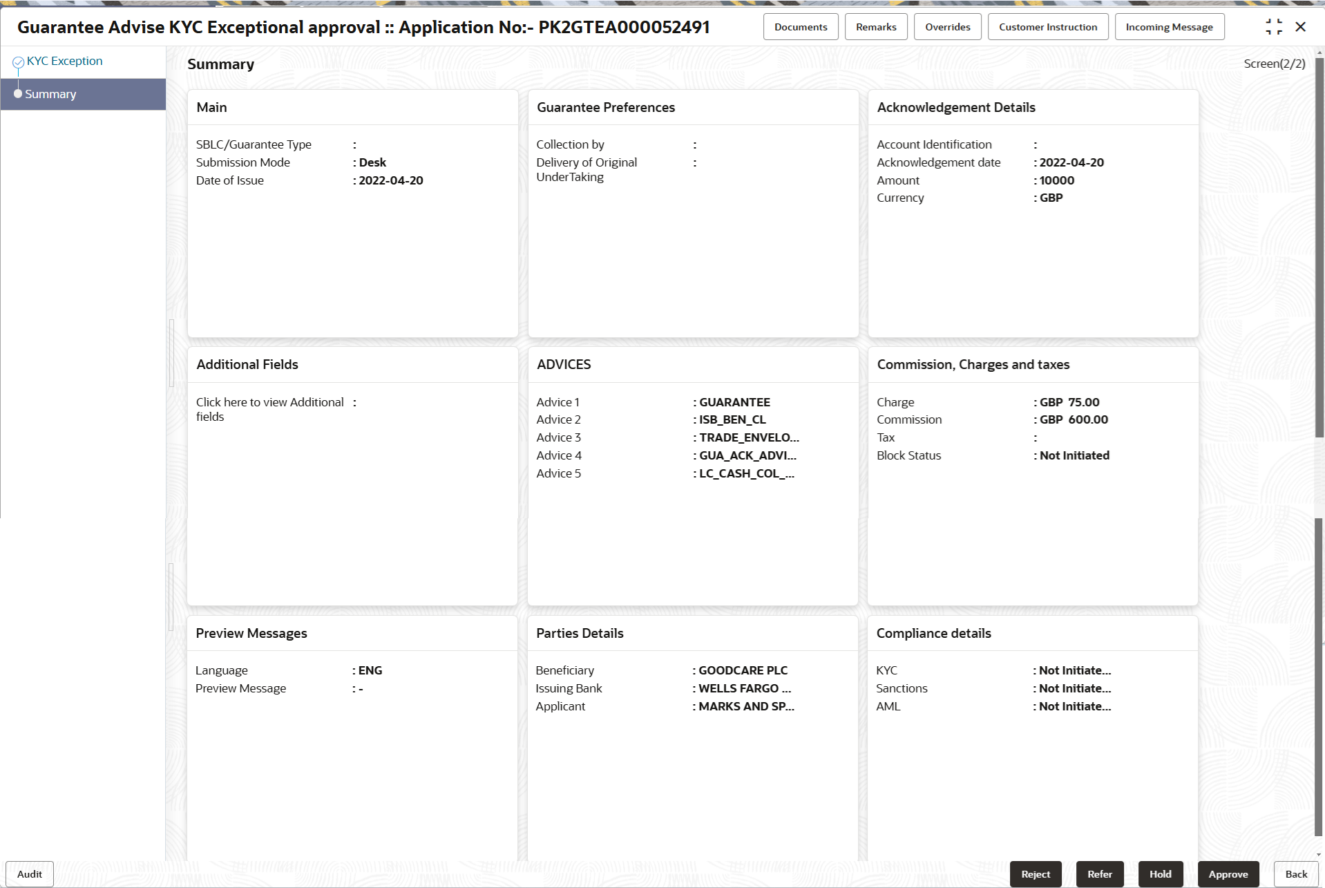 Exception - Know Your Customer (KYC) Summary