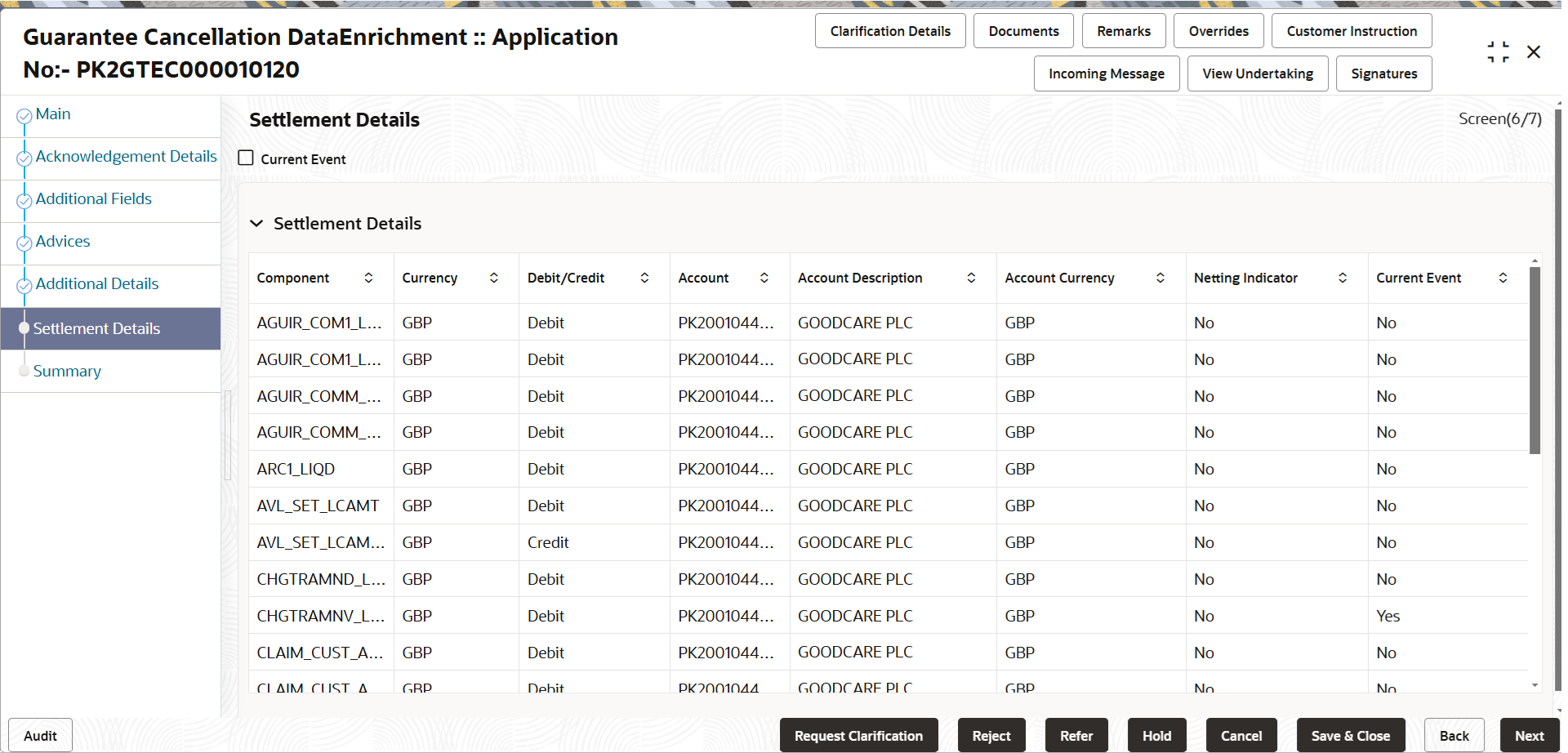 Description of desettlementdetails.png follows