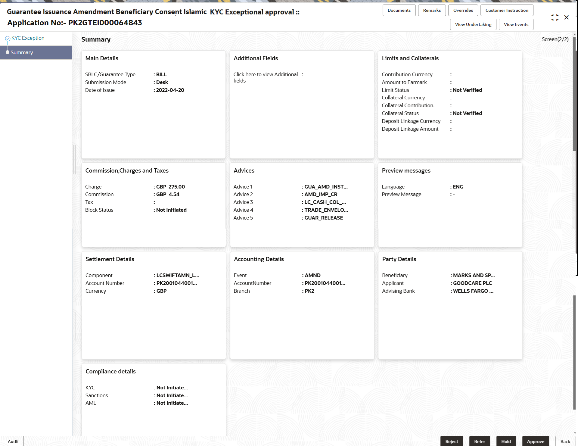 Description of kycexceptionsummary.png follows