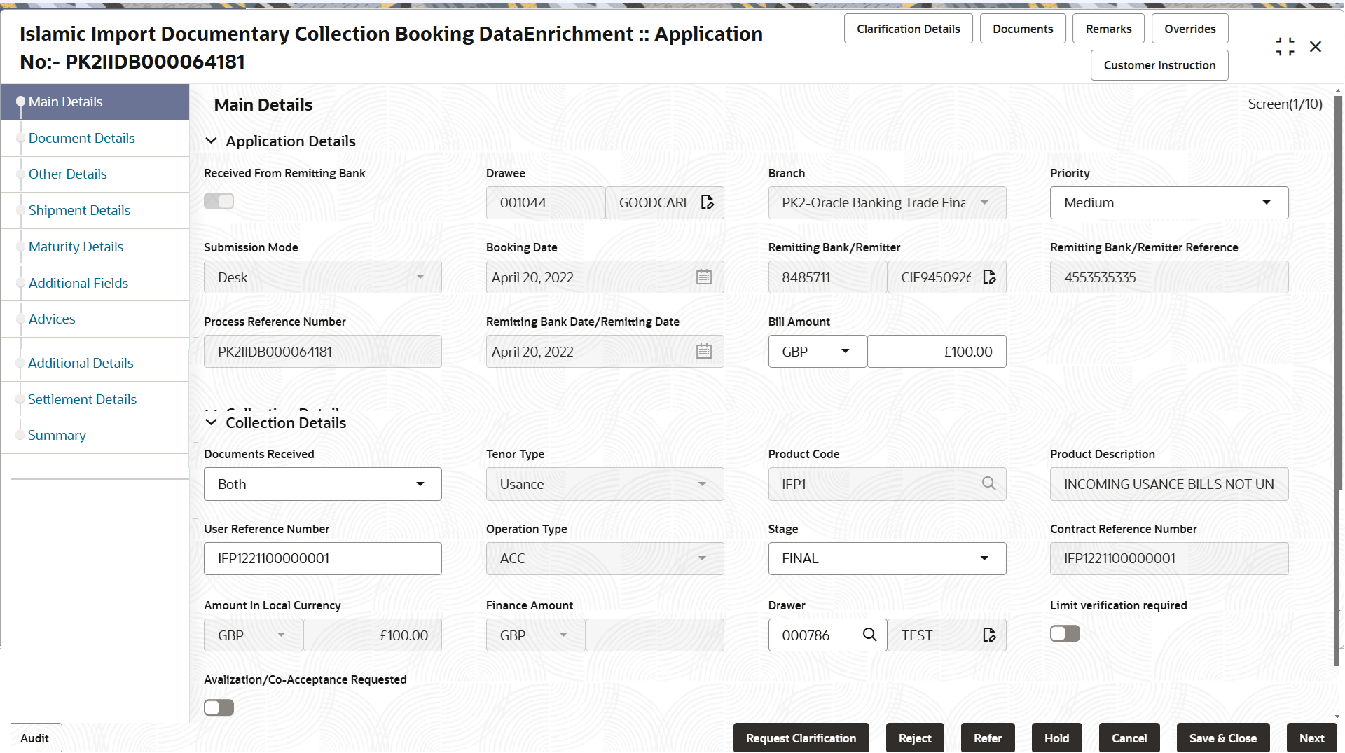 Description of demainapplicationdetails.png follows