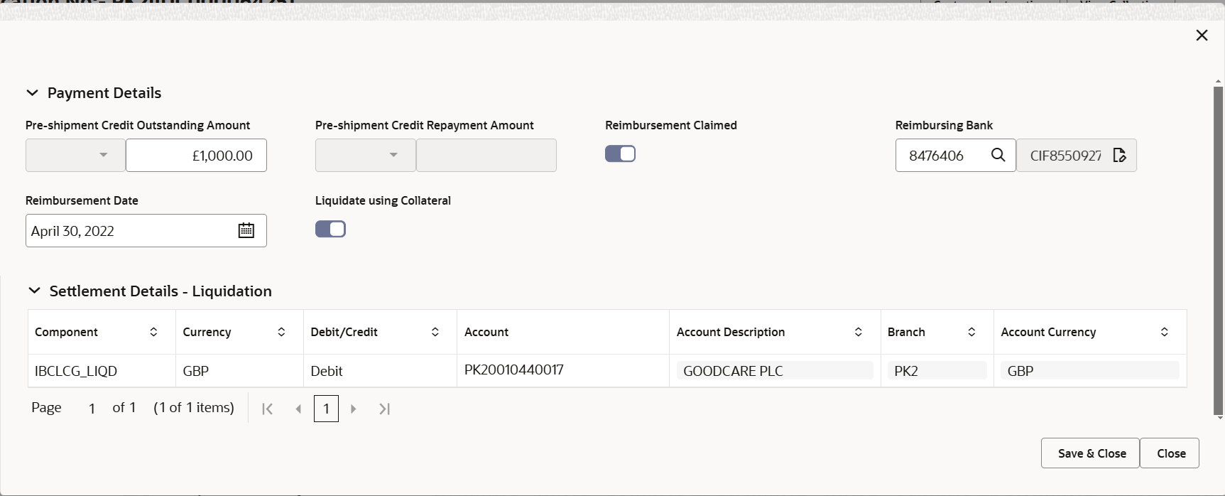 Description of depaymentdetails.png follows