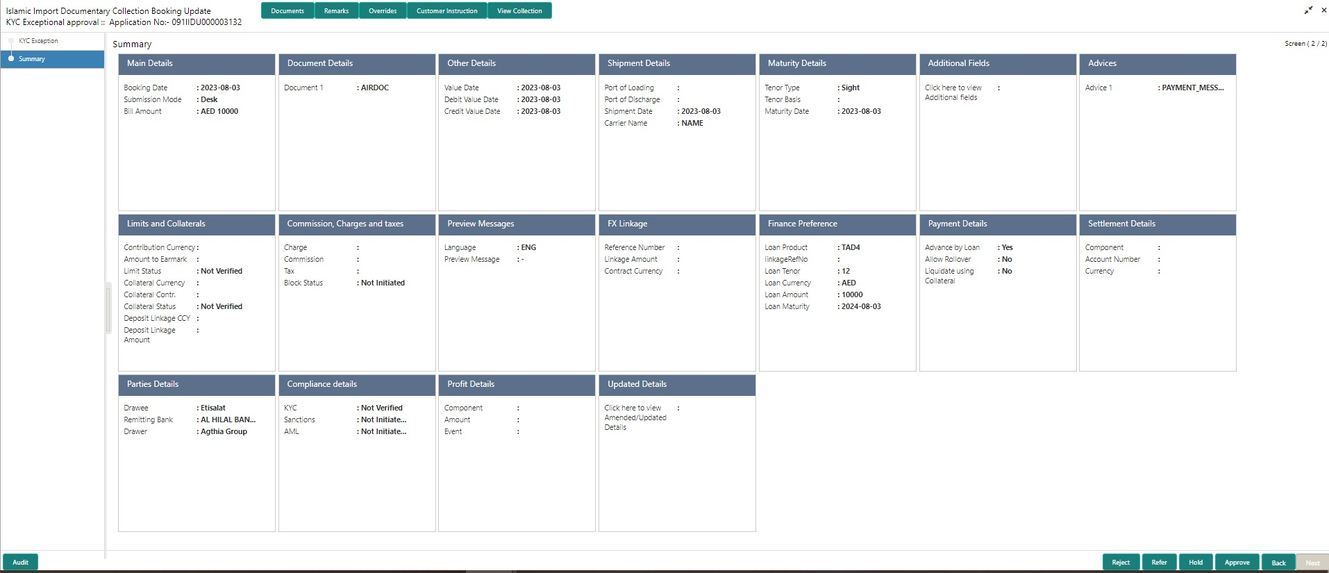 Description of kycexceptionsummary.png follows