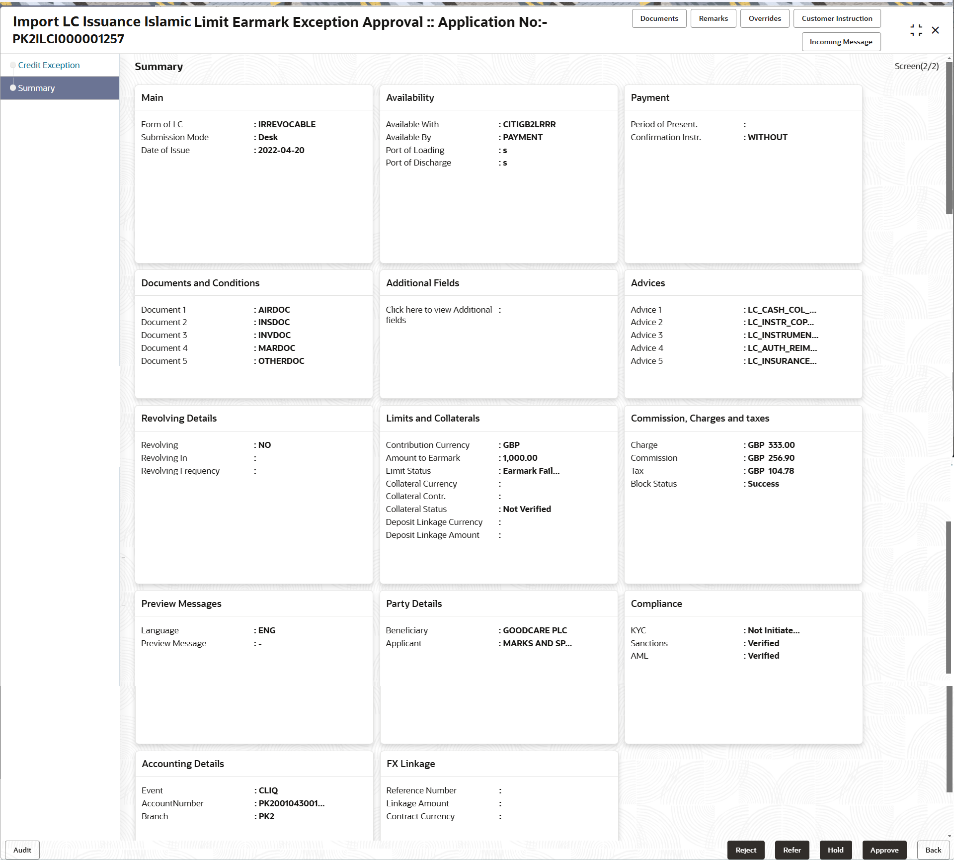 Description of limitearmarkexceptionsummary-1.png follows