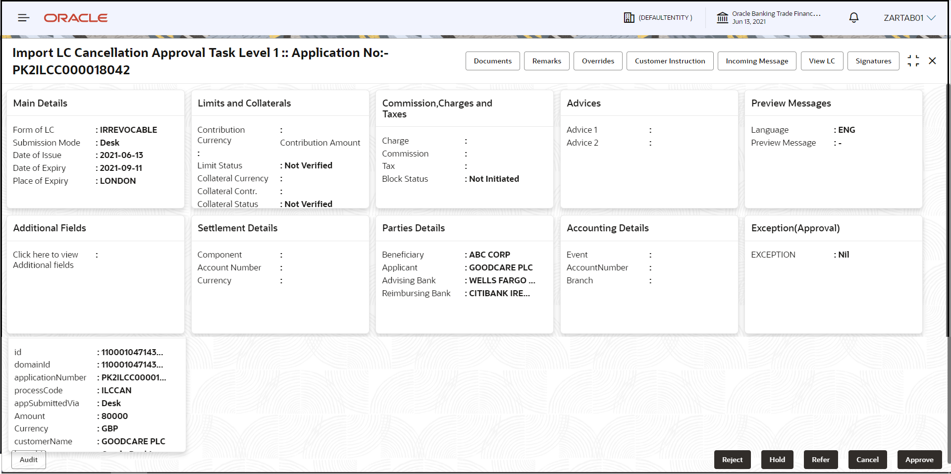 Description of approvalsummary.png follows
