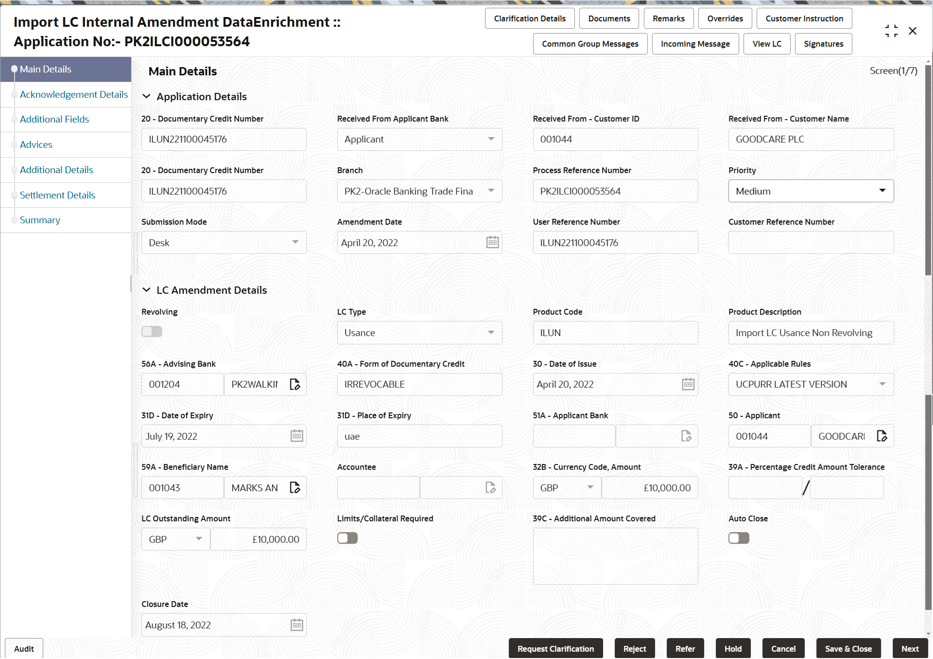 Description of demainapplicationdetails.png follows