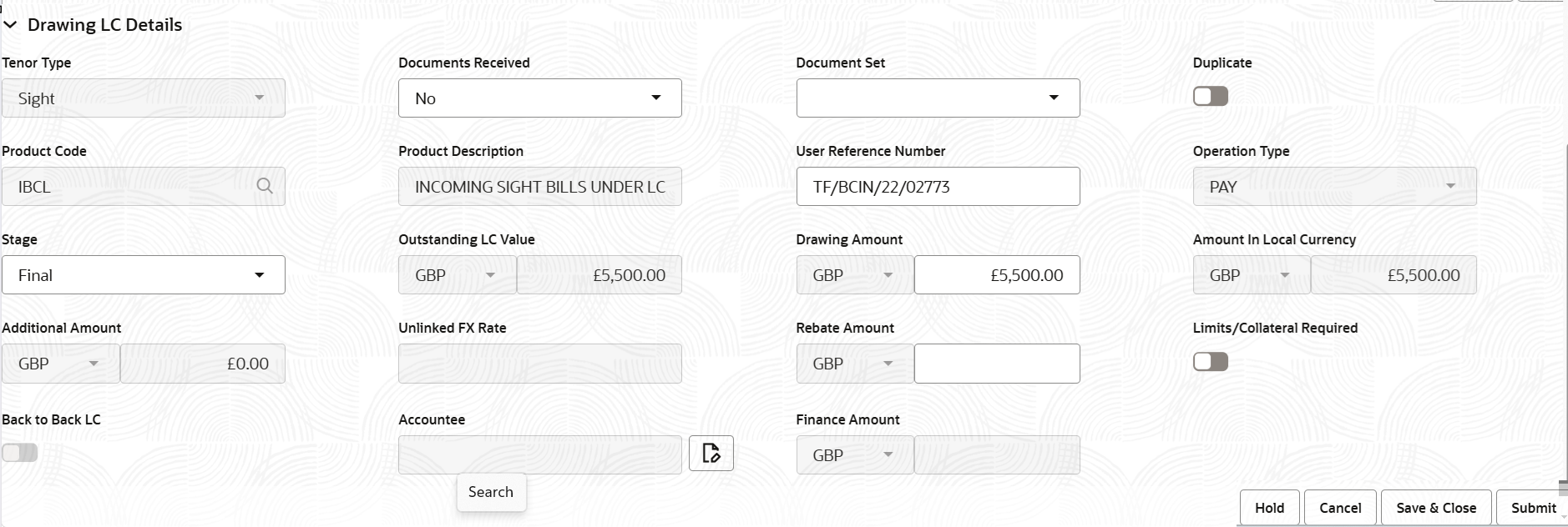 Description of registrationdrawinglcdetails.png follows
