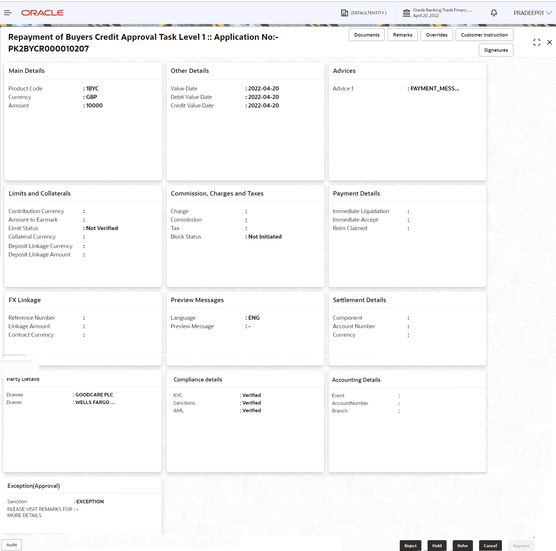 Description of approvalsummary.png follows