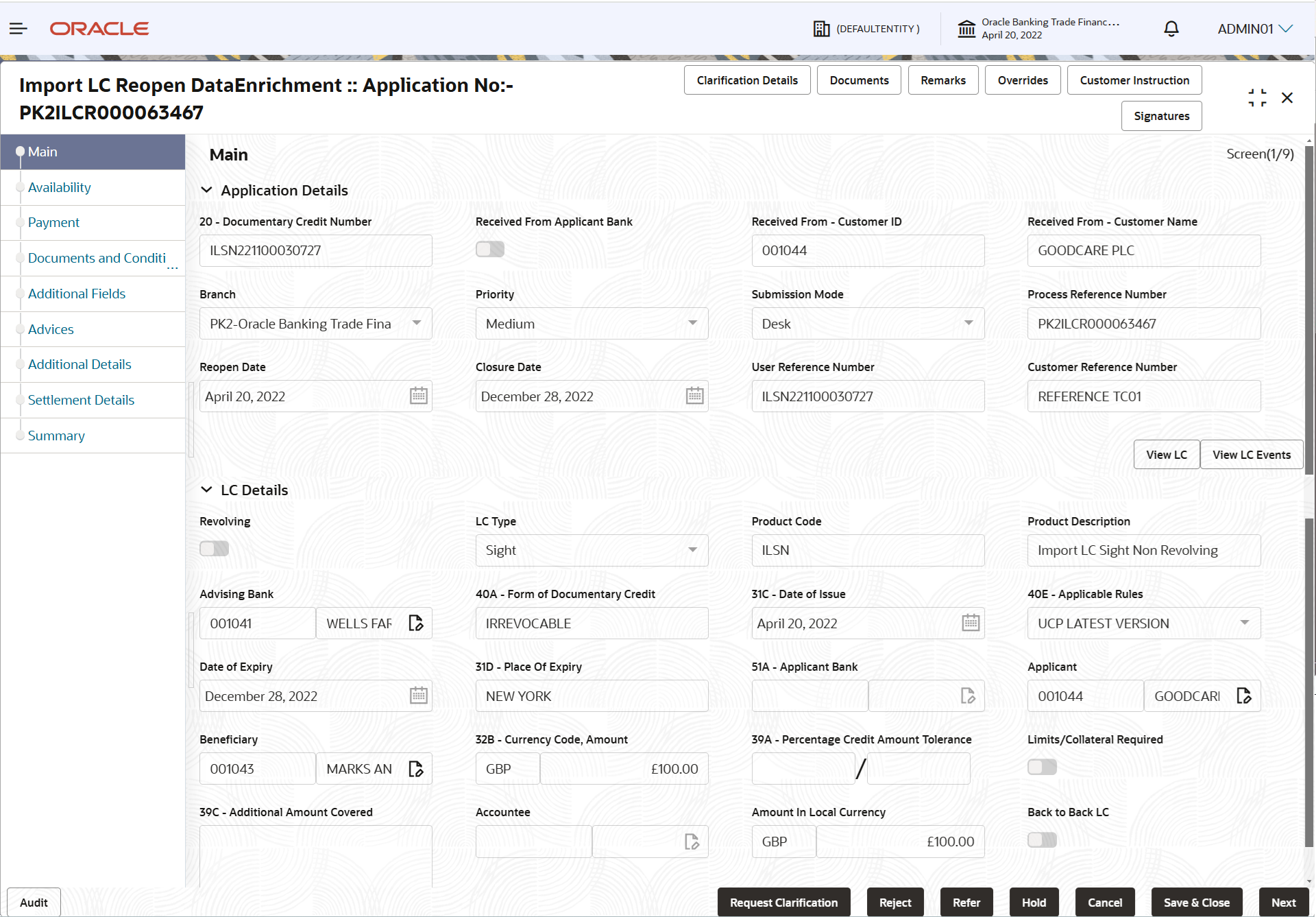 Description of demainapplicationdetails.png follows