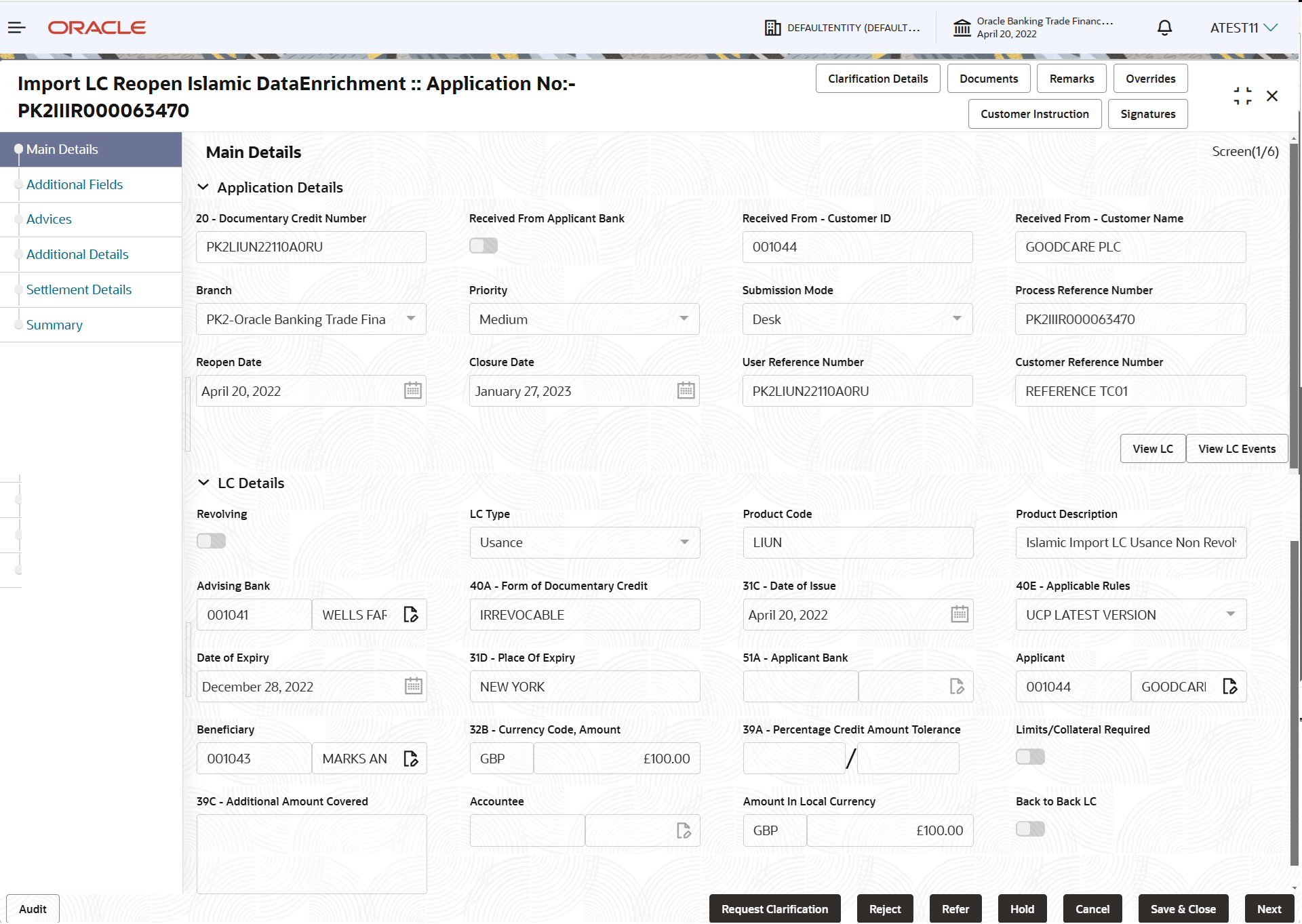 Description of demainapplicationdetails.png follows