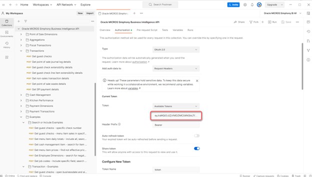 Screenshot showing the token circled in red.