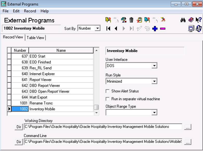 This image shows the external programs screen.