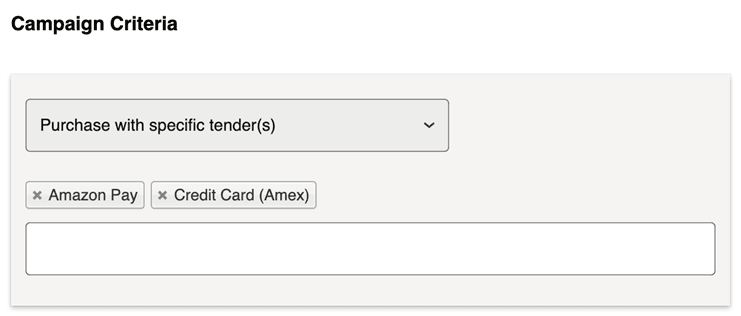 Image shows the screen for setting campaign criteria.