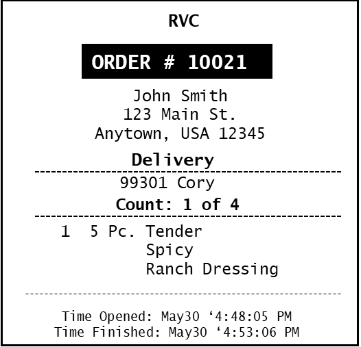 This figure shows an example image of a delivery prep chit.