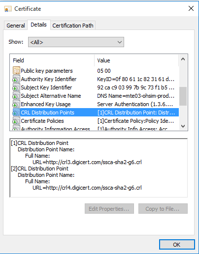 This figure shows the Certificate dialog.