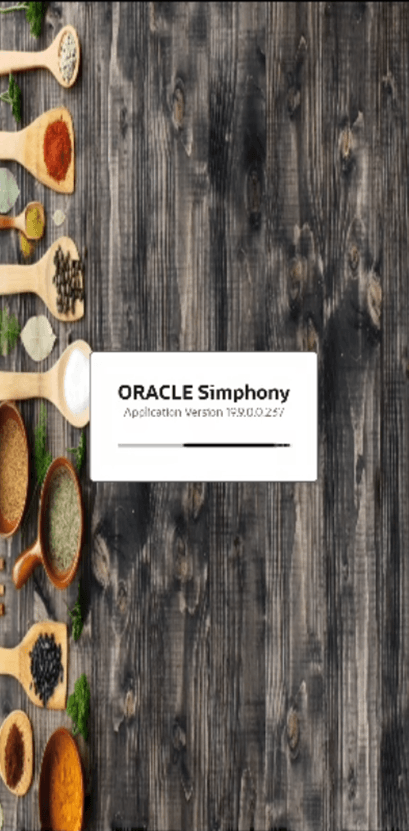 This figure shows the Oracle Simphony launch page.