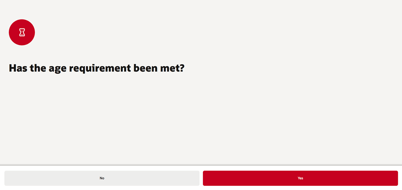 Age verification screen