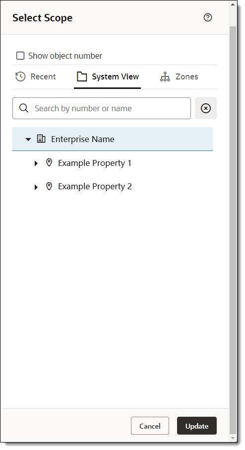 This figure shows the Scope Selector with the default System View.
