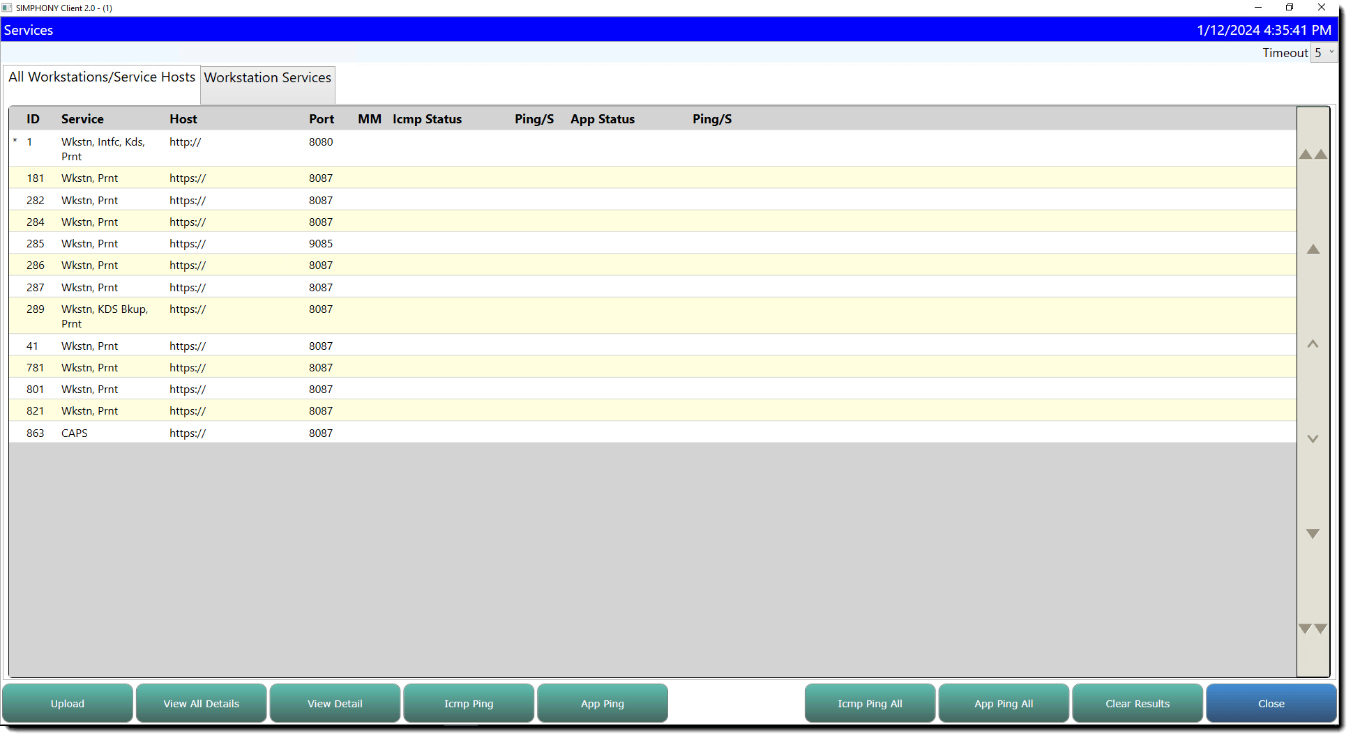 This figure shows the Network/Workstation services and all of the utilized port numbers (including secure ports and URLs).