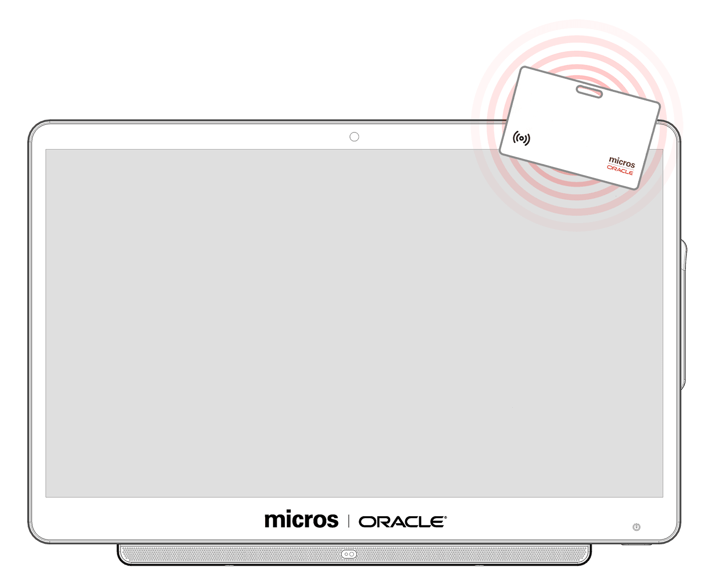 This image displays where to tap an RFID Employee ID card on an RFID compatible workstation.