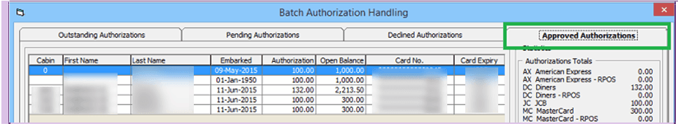 This figure shows the Management, Batch Authorization — Approved Authorization Tab This figure shows the Management, Batch Authorization — Approved Authorization Tab