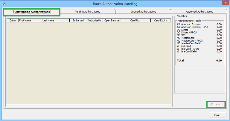 This figure shows the Management, Batch Authorization — Outstanding Authorization Tab This figure shows the Management, Batch Authorization — Outstanding Authorization Tab