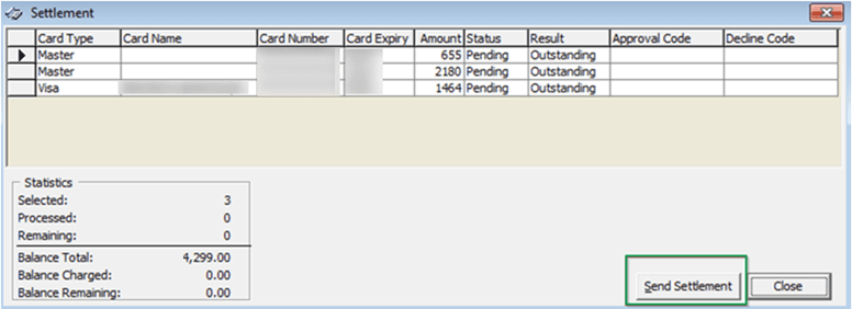 This figure shows the Management, Cashier — Credit Card Batch Settlement