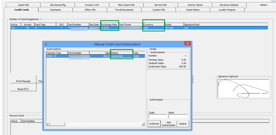This figure shows the OHC Management — Credit Card Tab