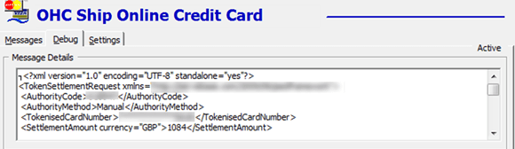 This figure shows the Response Message for Send Settlement in Debug Details