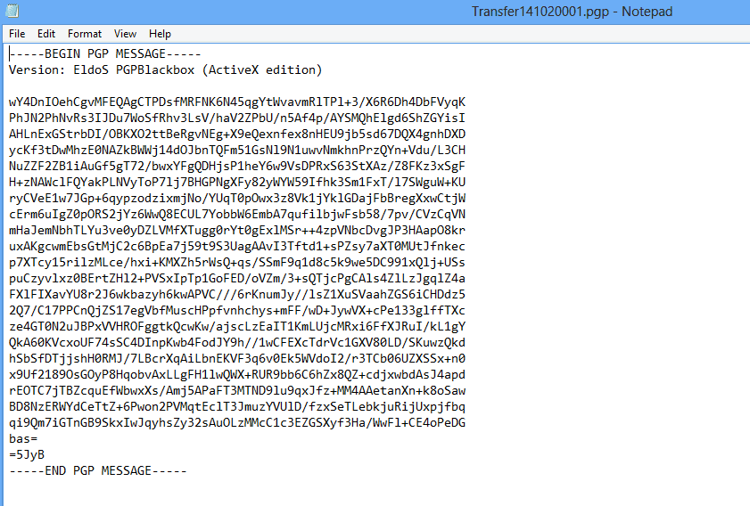 This figure shows the Sample PGP Encrypted Authorization File