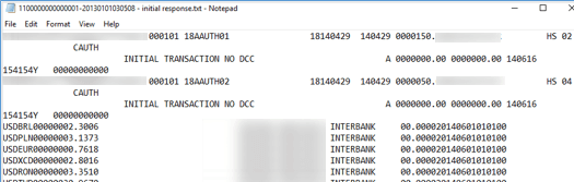 This figure shows the Sample Response File with Currency Exchange Rate