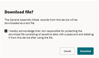 This figure shows the Download File Consent Message